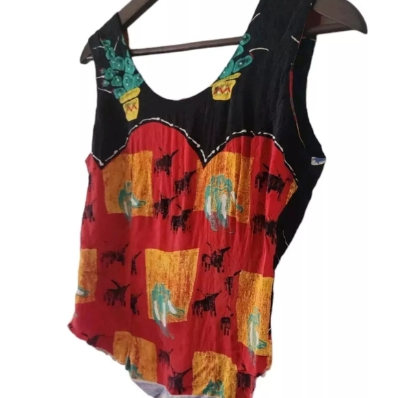 Vintage Jams World Bull Peppers Cactus Print Sleeveless Crop Top Womens Size S - Picture 4 of 9